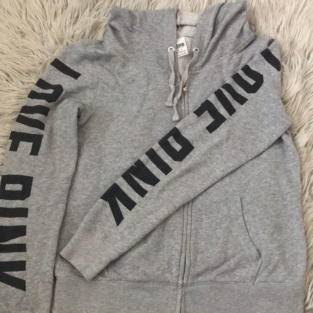 Love pink gray jacket